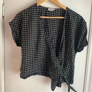 FRANK AND OAK Checkered Wrap top size M